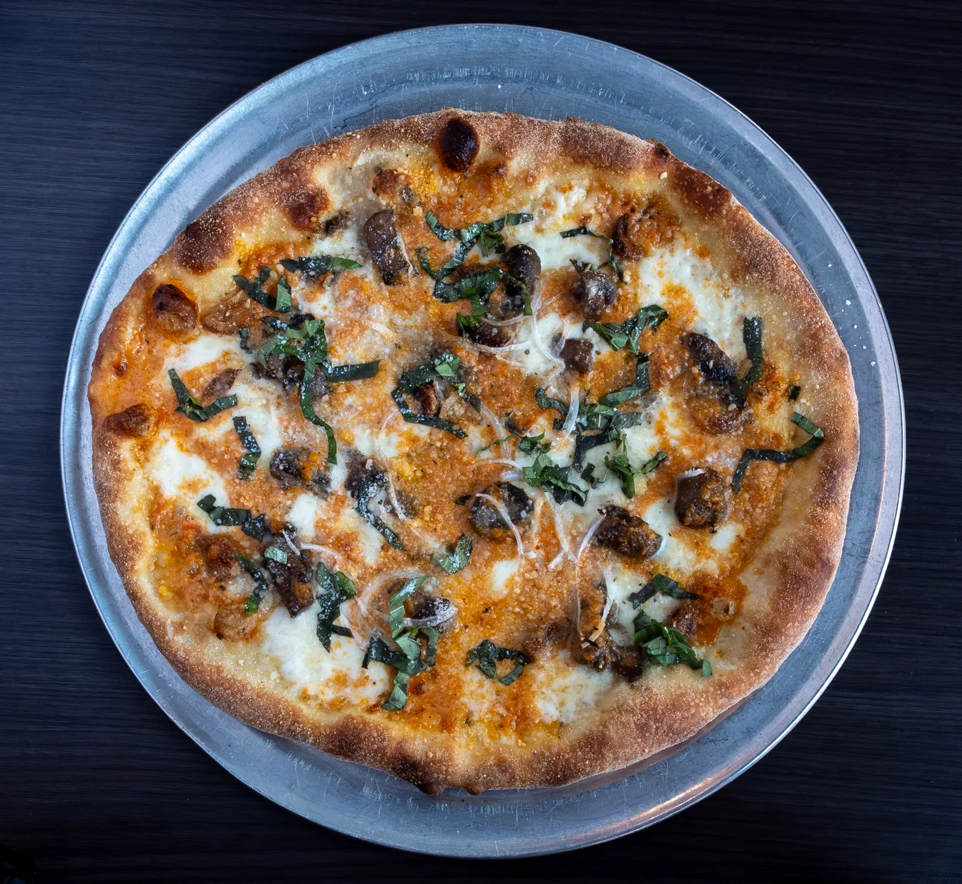 Ethereal Slice House's Southern Barbecue Chicken pizza with smoked chicken, barbecue sauce, and cheese.